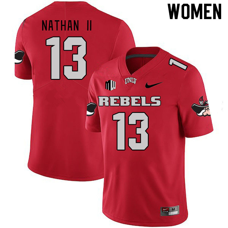 Women #13 Deamikkio Nathan II UNLV Rebels 2023 College Football Jerseys Stitched-Scarlet